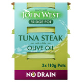 John West No Drain Fridge Pot Tuna Steak with a Little Olive Oil 3 x 110g