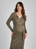 JOJO MAMAN BÉBÉ Collared Maternity Ribbed Knitted Dress S