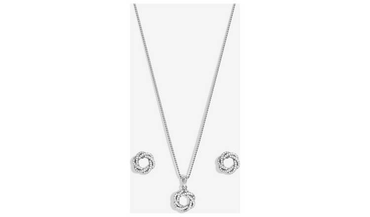 Jon Richard Rhodium Plated Cubic Zirconia Twist Gift Set