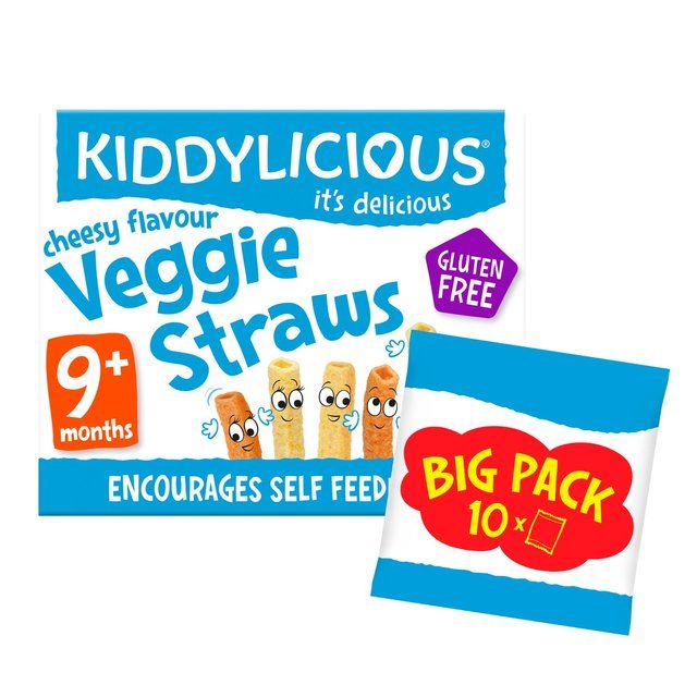Kiddylicious Cheesy Flavoured Veggie Straws Baby Snacks Big Pack 10 x 12g