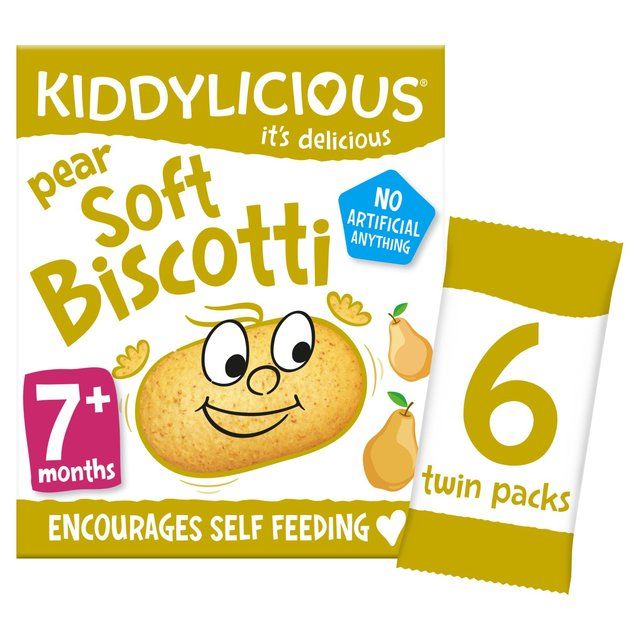 Kiddylicious Pear Soft Biscotti Baby Snacks Multi 6 x 20g