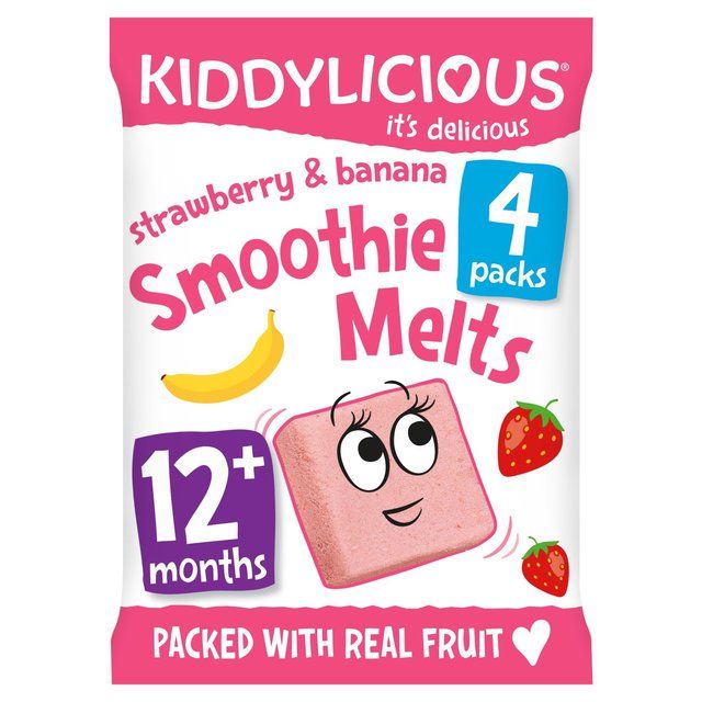 Kiddylicious Strawberry & Banana Smoothie Melts Baby Snacks Multi 4 x 6g