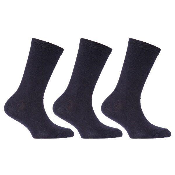 Kids Plain Cotton School Socks (Pack Of 3) (UK Shoe 6-8.5) Navy / 1EA