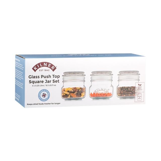 Kilner Square Push Top Jars Set of 3 250ml 3 per pack