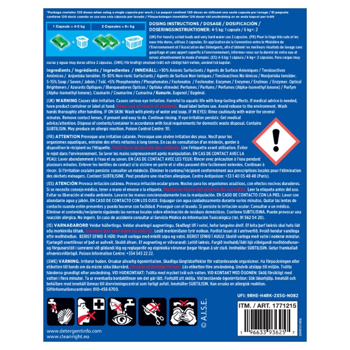 Kirkland Signature Ultra Clean Laundry Bio Detergent, 2 x 60 Pack