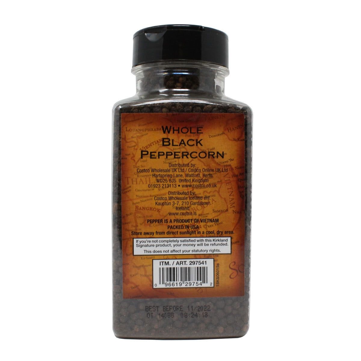 Kirkland Signature Whole Black Peppercorns, 399g