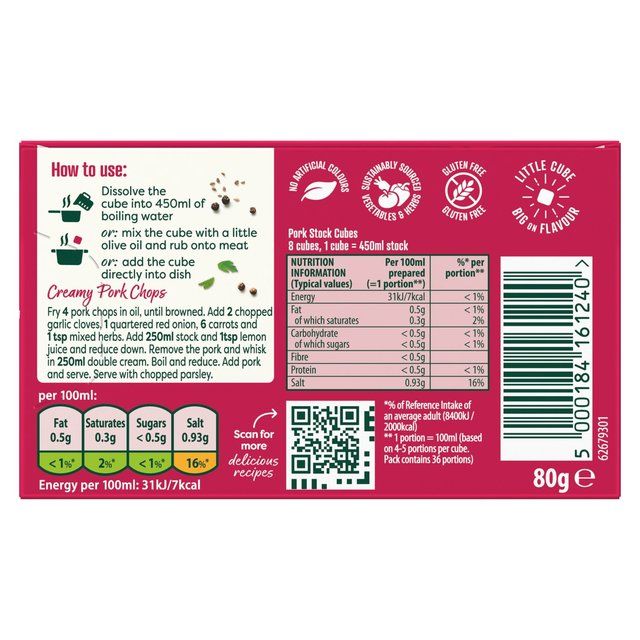 Knorr 8 Pork Stock Cubes 8 x 10g