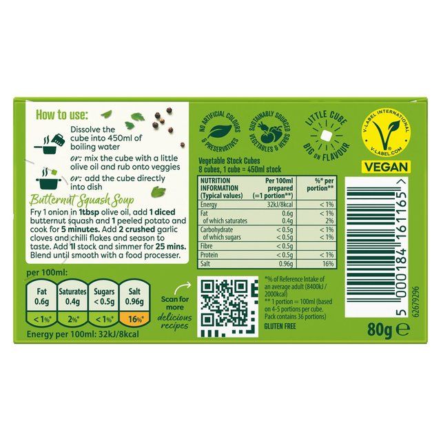 Knorr 8 Vegetable Stock Cubes 8 x 10g