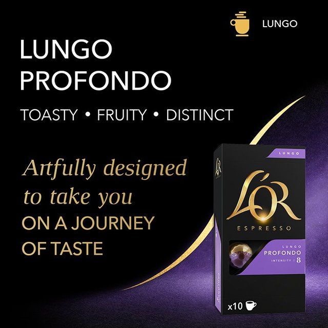 L'OR Lungo Profondo Coffee Pods x10 Intensity 8 10 per pack