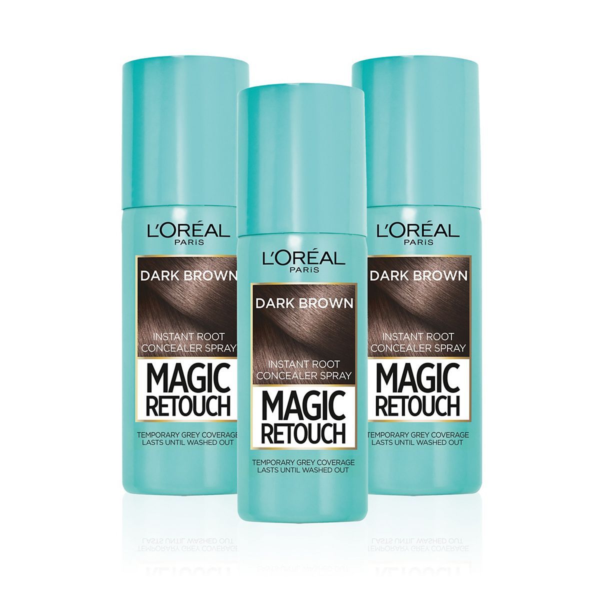 L'Oreal Magic Retouch Dark Brown Temporary Instant Grey Root Concealer Spray Triple Pack - 3x75ml