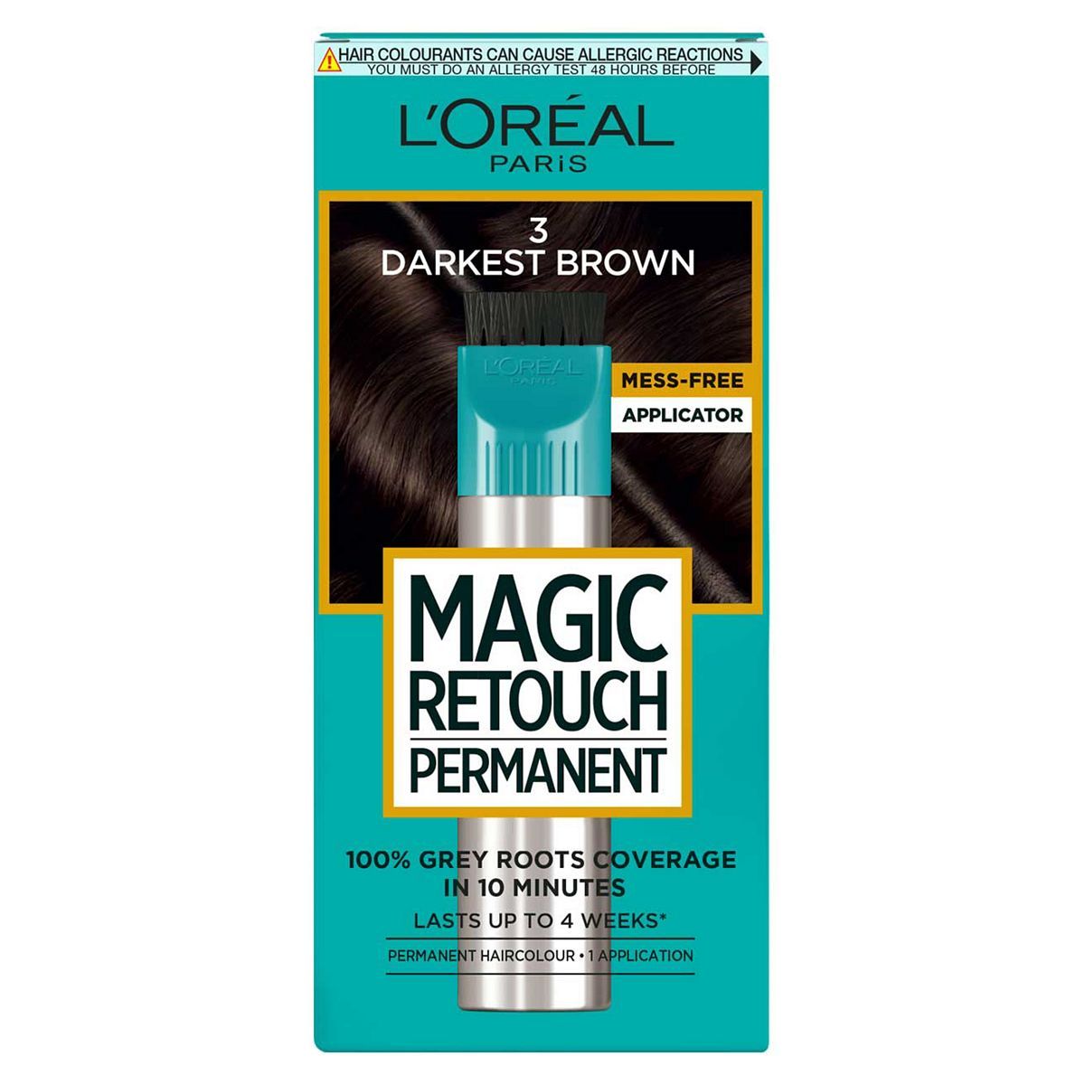 L’Oreal Paris Magic Retouch Permanent Darkest Brown Root Concealer, 100% Roots Coverage With Easy Applicator, 150ml