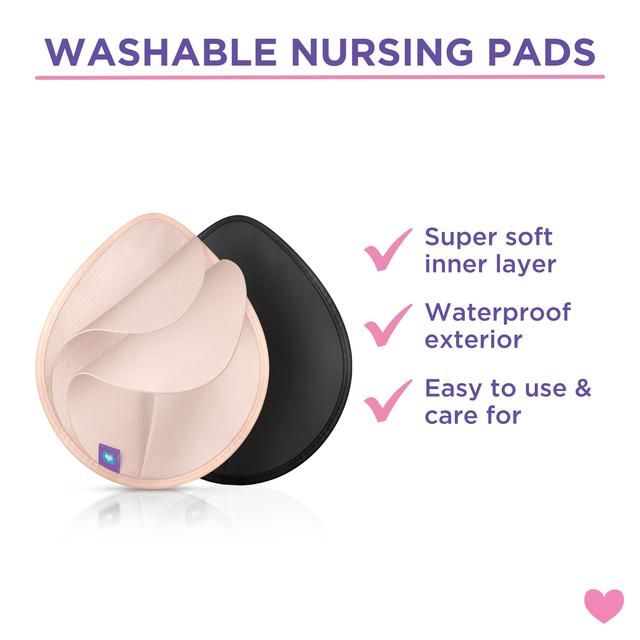 Lansinoh Washable Nursing Pads with Wash Bag Light Pink & Black   8 per pack