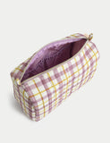 Large Quilted Gingham Cosmetics Bag