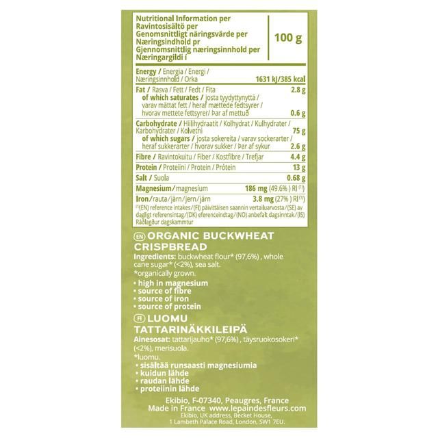 Le Pain Des Fleurs Buckwheat Crispbread 150g