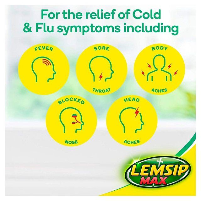 Lemsip Max Cold & Flu Lemon Sachets Paracetamol   10 per pack