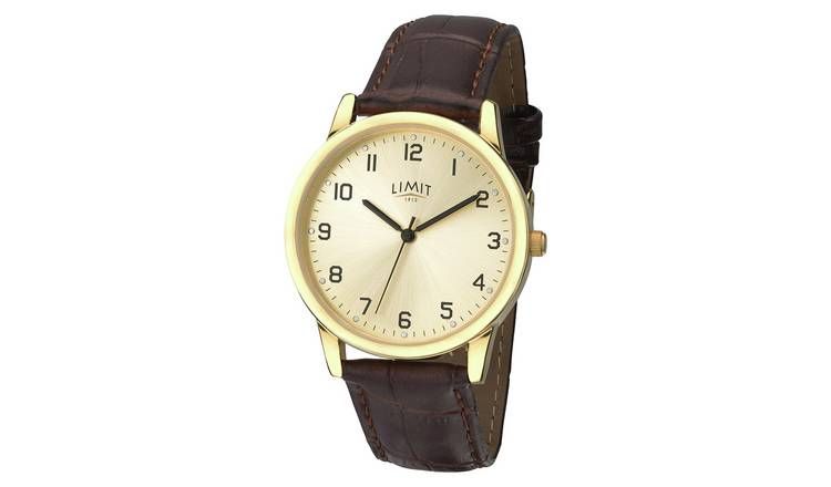 Limit Men's Brown Faux Leather Strap Watch
