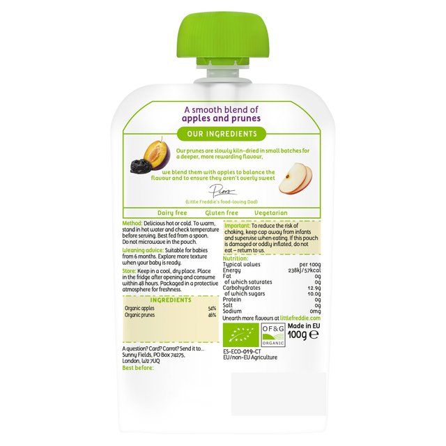 Little Freddie Prunes & Apples Organic Pouch 6 mths+ 100g