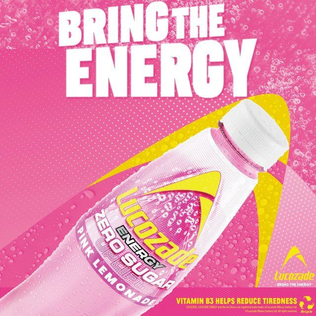 Lucozade Energy Zero Pink Lemonade 4 x 380ml