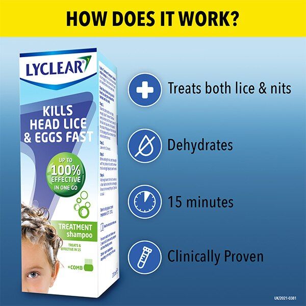 Lyclear Shampoo Head Lice Treatment and Comb 200ml
