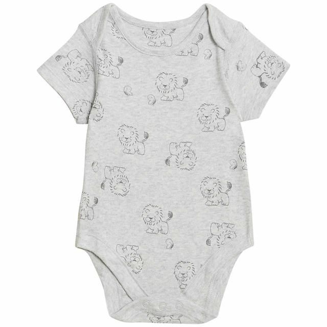 M&S 7pk Lion Bodysuits Newborn-3 Y Grey Mix