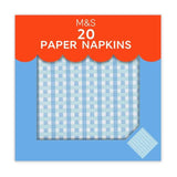 M&S Blue Gingham Paper Napkins 20 per pack