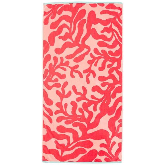 M&S Collection Pure Cotton Coral Beach Towel Red