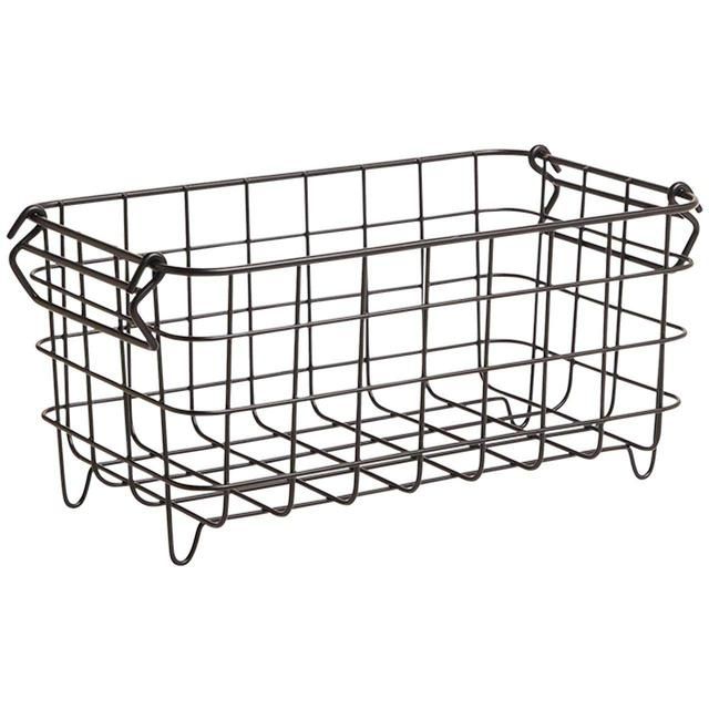 M&S Collection Small Stackable Wire Storage Basket One Size Black