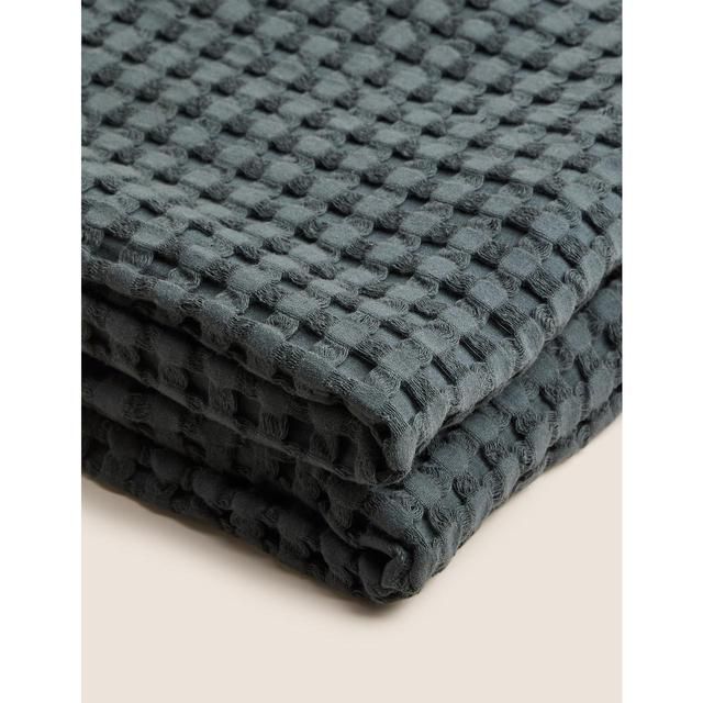 M&S Cotton Waffle Throw One Size Charcoal