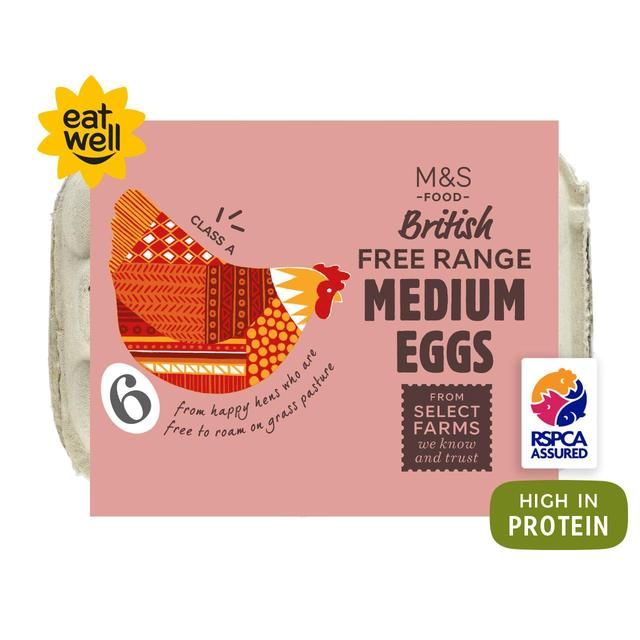 M&S Free Range Medium Eggs 6 per pack