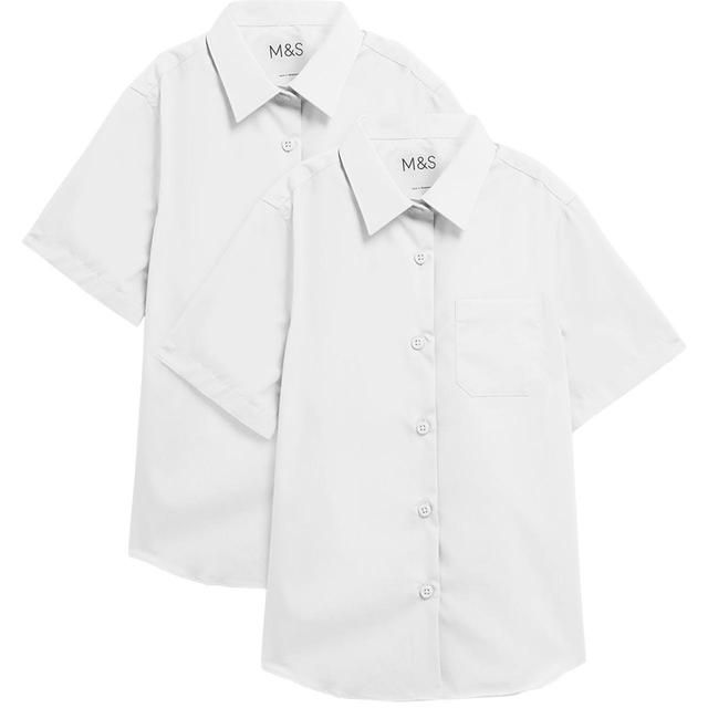 M&S Girls 2 Pack Regular Fit Blouse 3-14 Years