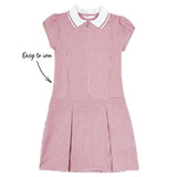 M&S Girls' Gingham Pleated School Dress 4-10 Years Red