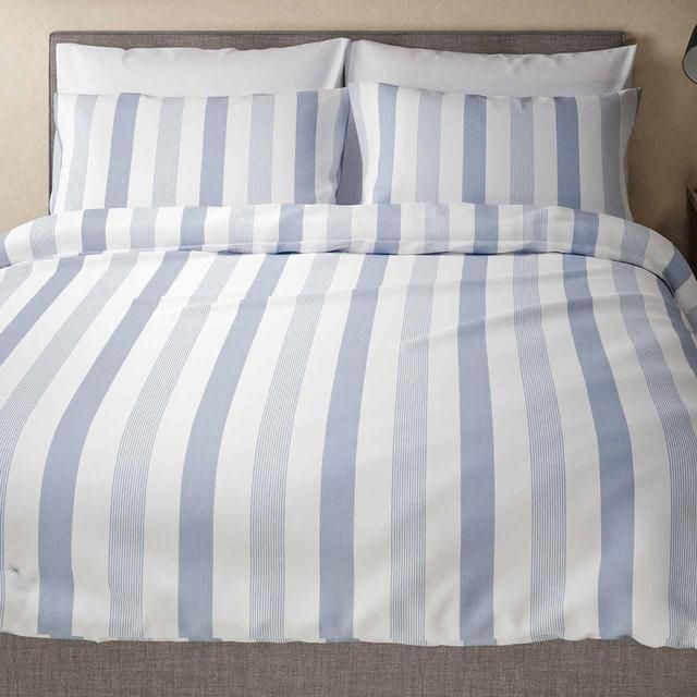 M&S Hadley Pure Cotton Striped Bedding Set Single-Super King Blue Mix