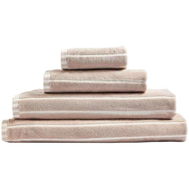 M&S Pure Cotton Carved Stripe Extra Large Towel Natural