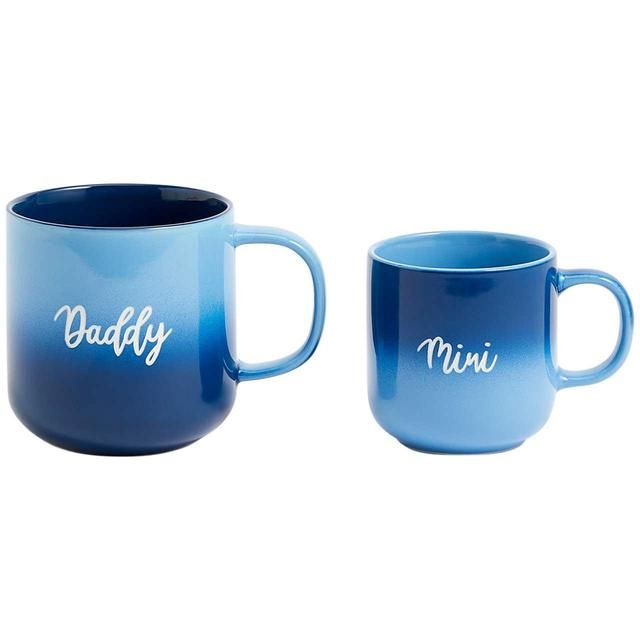 M&S Set Of 2 Mini And Daddy Mugs Blue 2 per pack