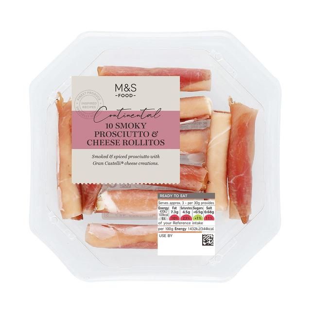 M&S Smoked Spiced Prosciutto & Cheese Rolls 10 per pack