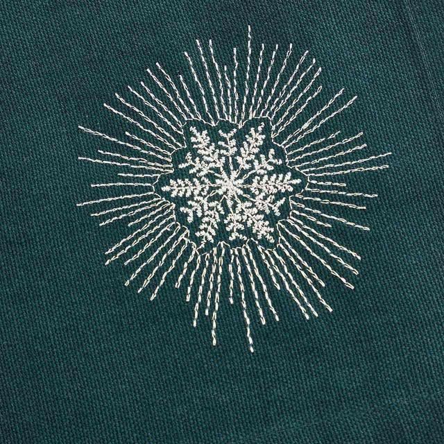 M&S Snowflake Dark Green Embroidered Napkins   4 per pack