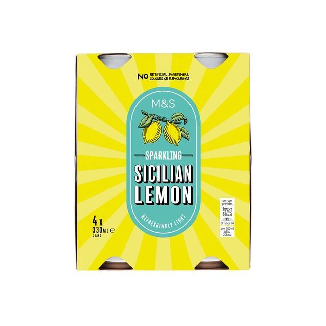M&S Sparkling Sicilian Lemon Drink 4 x 330ml