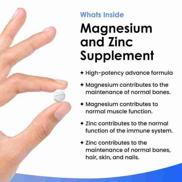Magnesium Supplement 516mg with Zinc - 120s High Strength