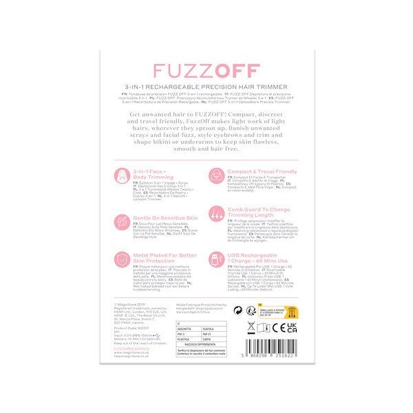 MAGNITONE FuzzOff 3-in-1 Rechargeable Precision Trimmer Pink