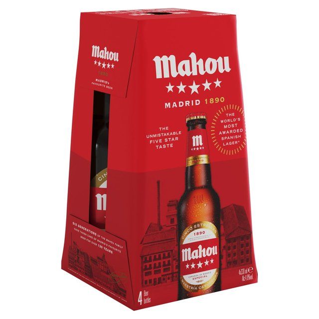 Mahou Cinco Estrella Lager Beer 4 x 330ml