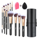 Livingandhome 12pcs Travel Makeup Brush Set- Gold Ferrule
