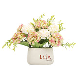 Livingandhome Artificial Hydrangea Flower in Ceramic Planter