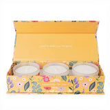 Candlelight Happy Birthday Set of 3 Candles Gift Box Floral Ochre