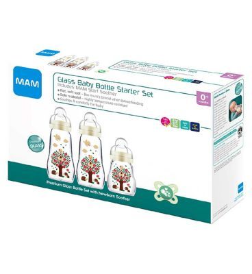 MAM Glass Baby Bottle Set Including MAM Start Soother