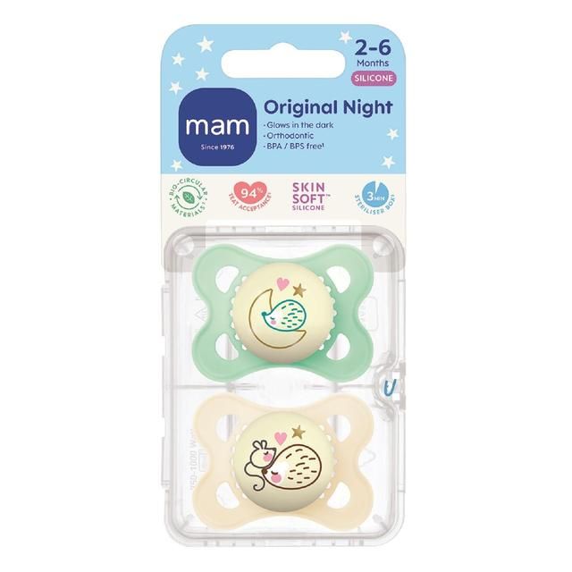 MAM Night 2-6m Soother 2pk 2 per pack