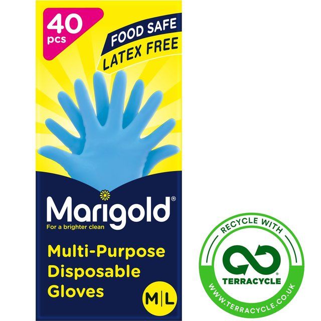 Marigold Extra Safe  Disposable Latex & Powder Free Gloves M/L Food Safe   40 per pack