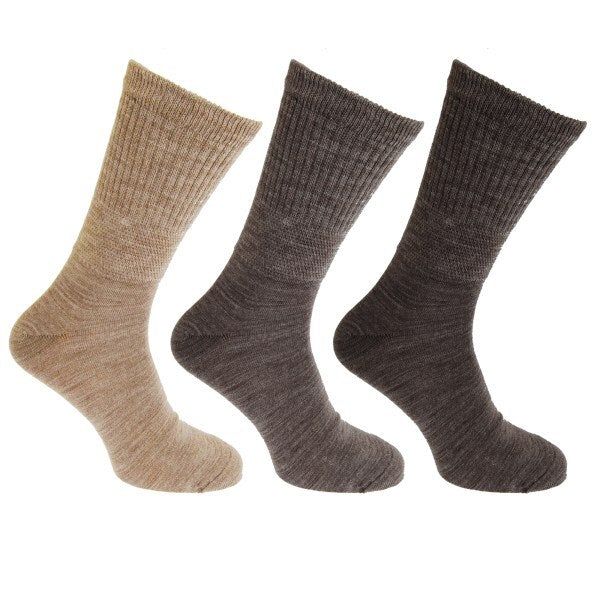 Mens Wool Blend Diabetic Extra Wide Socks (3 Pairs) (6-11) Brown / 1EA