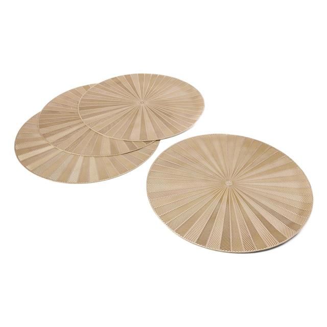 Mikasa 4pc PU Round Placemats Gold 38cm Tagged 4 per pack