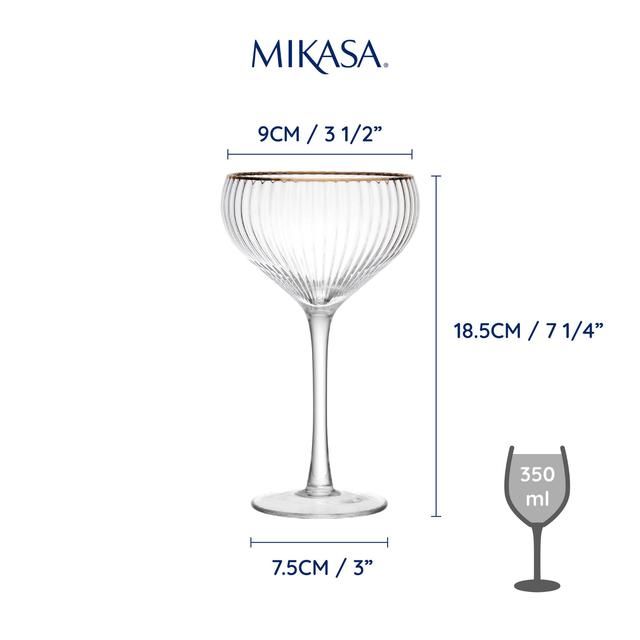 Mikasa Sorrento 4pc Champagne Coupe Glasses 350ml Gift boxed 4 per pack