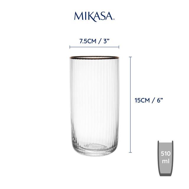 Mikasa Sorrento 4pc Highball Glasses 510ml Gift boxed   4 per pack